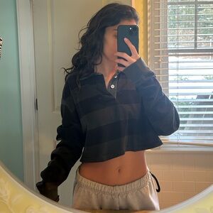 Cropped striped / collared shirt